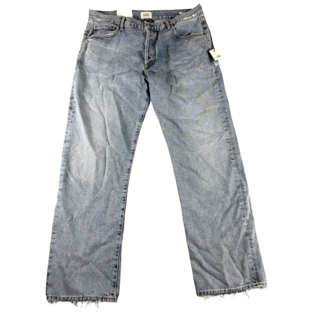 NWT Citizens of Humanity Emery Jean Women 32 Blue Light Wash Distressed Straight